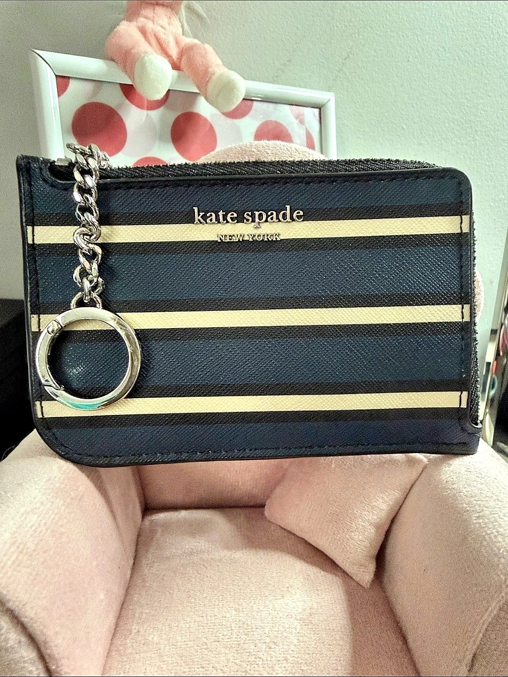 Kate Spade New York Cameron York Stripe Medium L-Zip Card Holder